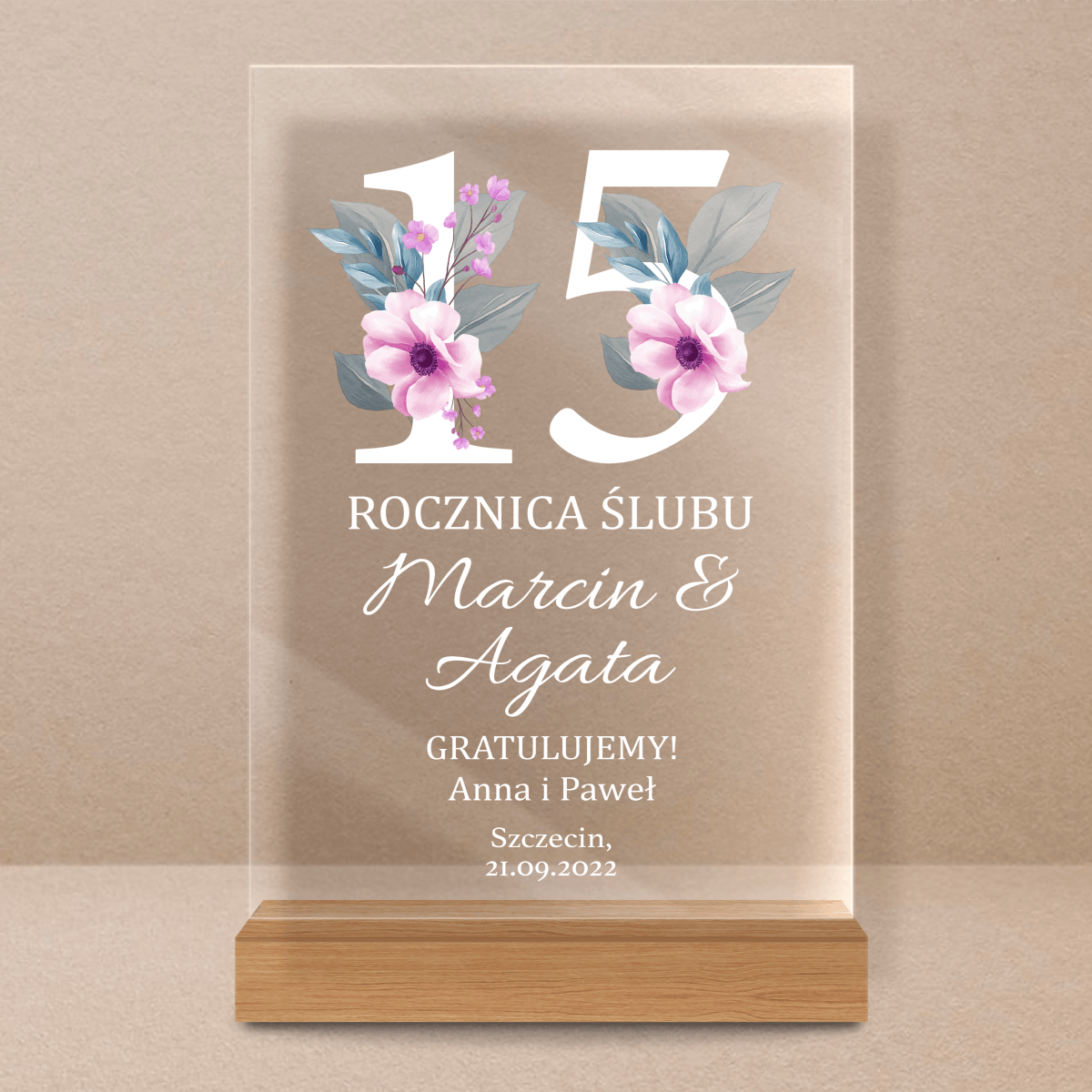 Rocznica ślubu - Druk na szkle, spersonalizowany prezent dla pary - Adamell.pl - Wyjątkowe Prezenty