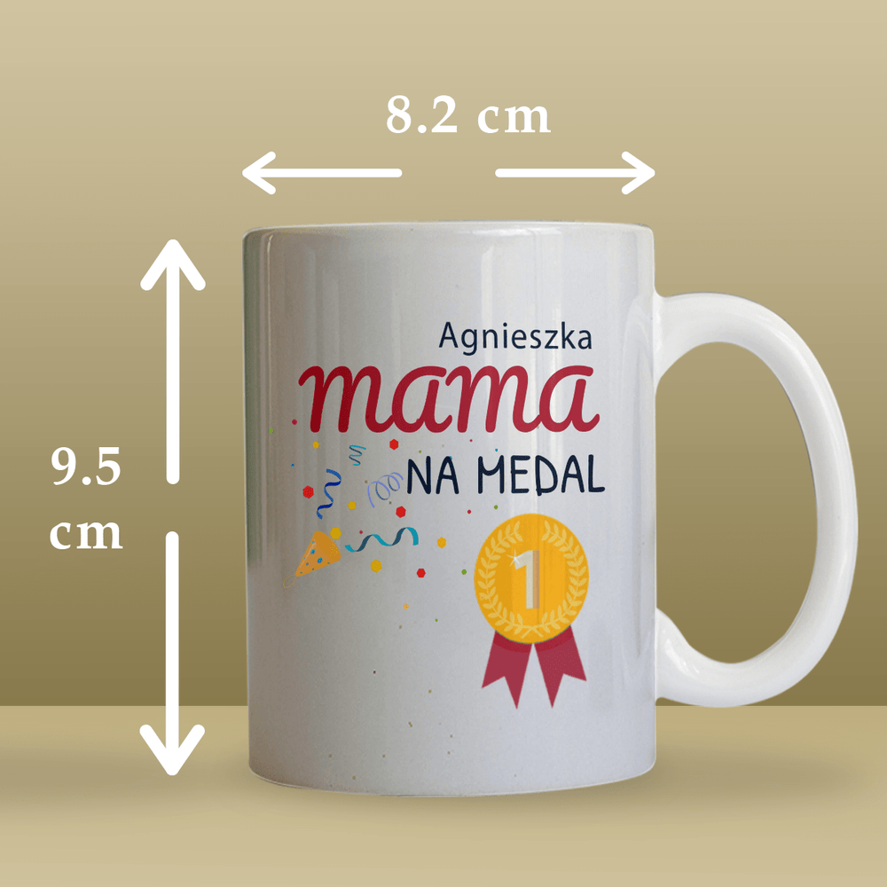 Rodzice na medal - Zestaw 1 x Kubek z nadrukiem, spersonalizowany prezent dla rodziców - Adamell.pl