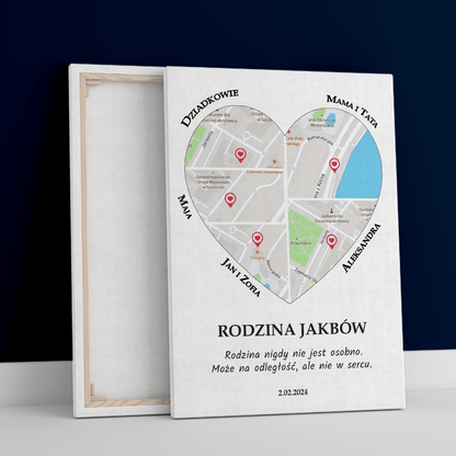Rodzinna mapa - druk na płótnie, spersonalizowany prezent dla rodziny - Adamell.pl