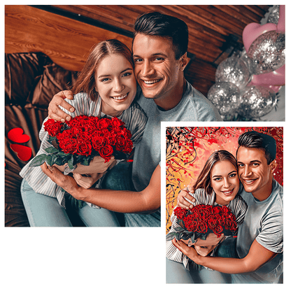 Romantyczny portret - druk na płótnie, spersonalizowany prezent dla pary - Adamell.pl