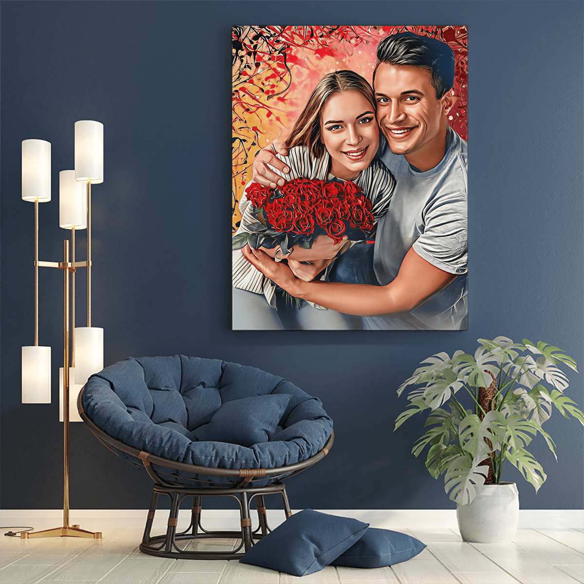Romantyczny portret - druk na płótnie, spersonalizowany prezent dla pary - Adamell.pl