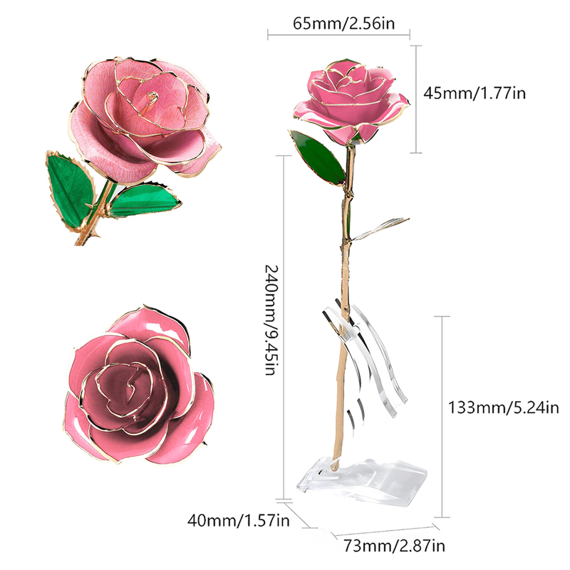 Różowa Wieczna Róża Otulona 24K złotem + GRATISY - Adamell.pl