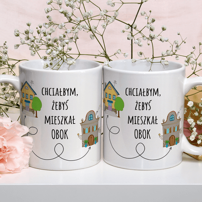 Sąsiad przyjaciel - 1x Kubek z nadrukiem, spersonalizowany prezent dla przyjaciela - Adamell.pl