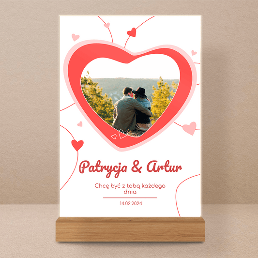 Serca i linie - Druk na szkle, spersonalizowany prezent dla niej - Adamell.pl