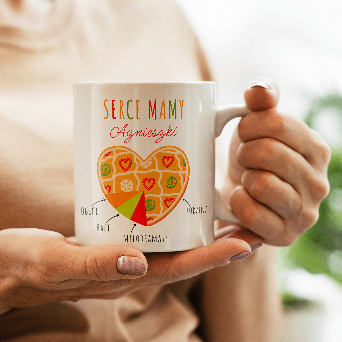 Serce mamy - 1x Kubek z nadrukiem, spersonalizowany prezent dla mamy - Adamell.pl