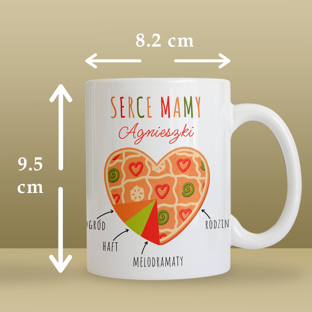 Serce mamy - 1x Kubek z nadrukiem, spersonalizowany prezent dla mamy - Adamell.pl