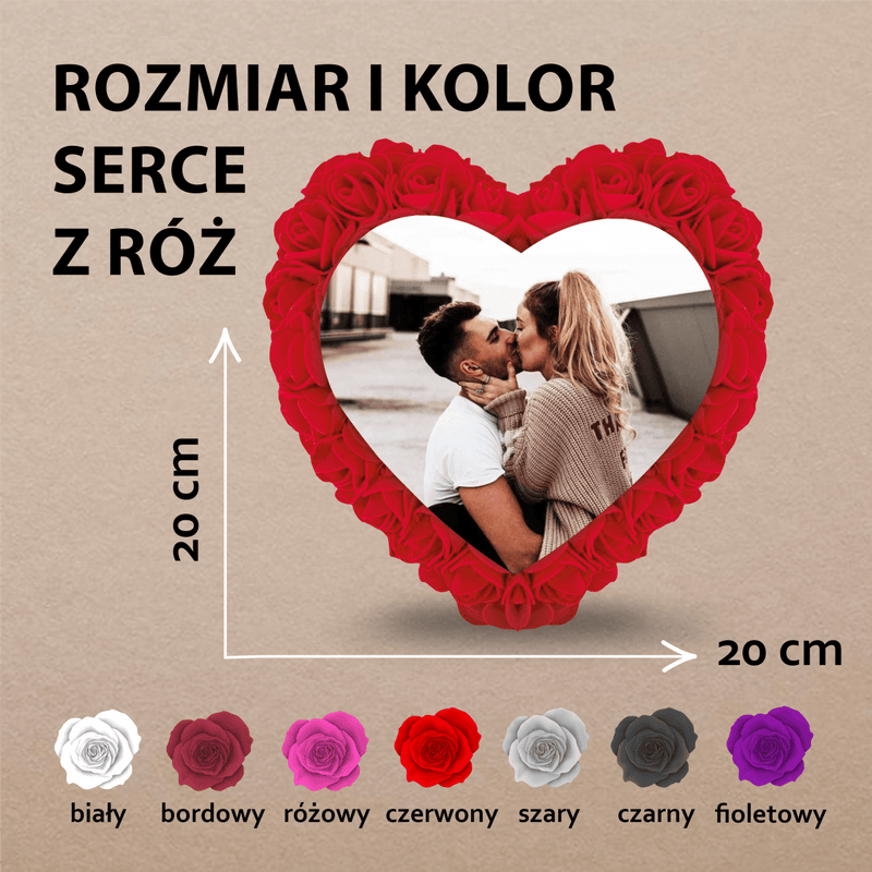 Serce różane para - Różane serce z nadrukiem, spersonalizowany prezent - Adamell.pl - Wyjątkowe Prezenty