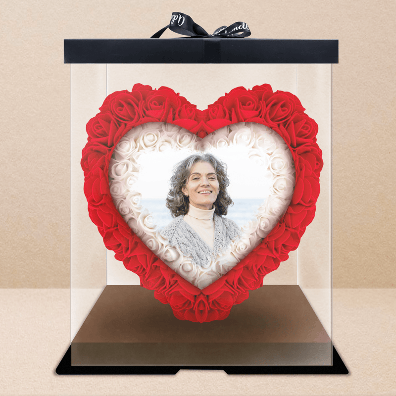 Serce z róż ze zdjęciem - Różane serce z nadrukiem, spersonalizowany prezent - Adamell.pl - Wyjątkowe Prezenty
