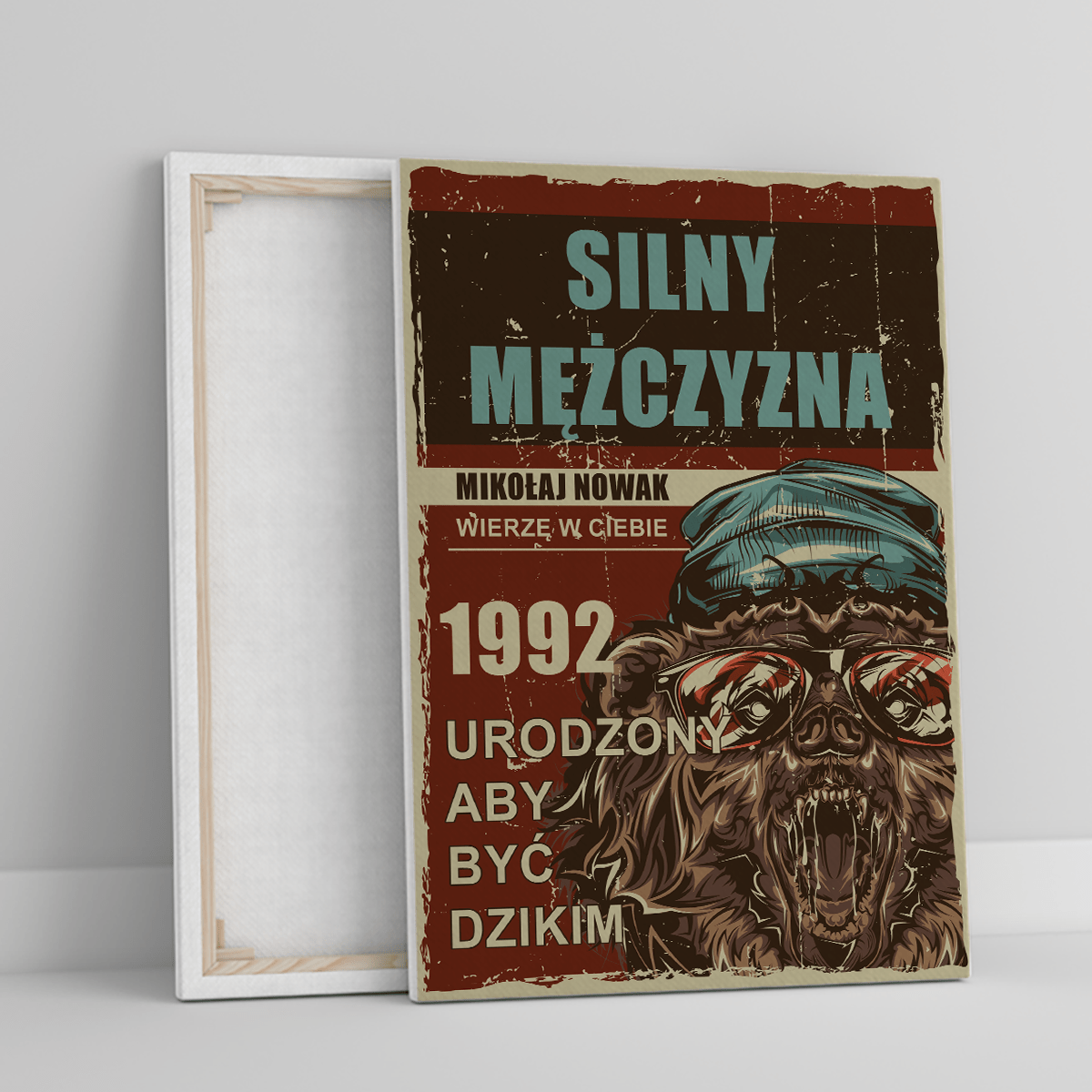 Silny mężczyzna - druk na płótnie, spersonalizowany prezent dla niego - Adamell.pl