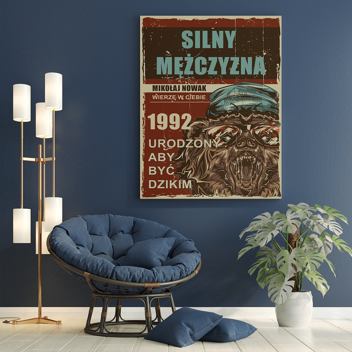 Silny mężczyzna - druk na płótnie, spersonalizowany prezent dla niego - Adamell.pl