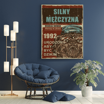 Silny mężczyzna - druk na płótnie, spersonalizowany prezent dla niego - Adamell.pl