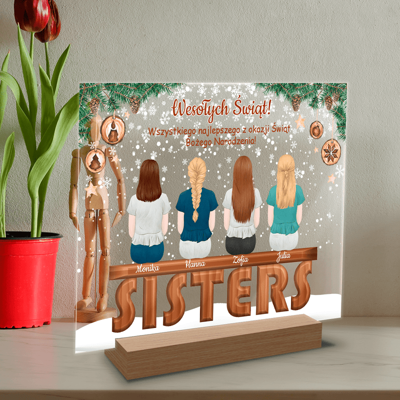 Siostry świąteczny Clipart - Druk na szkle, spersonalizowany prezent dla siostry - Adamell.pl