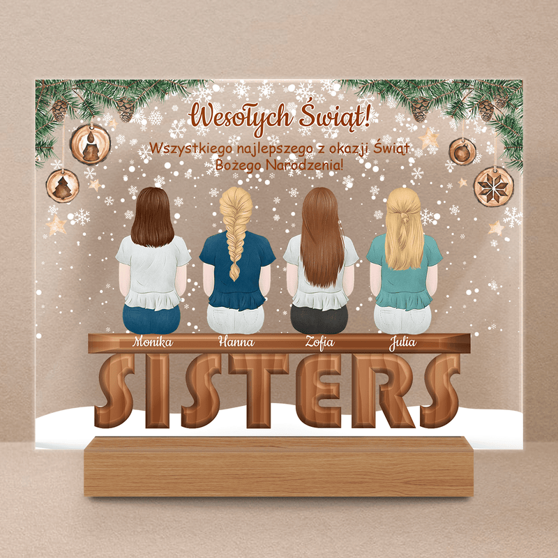 Siostry świąteczny Clipart - Druk na szkle, spersonalizowany prezent dla siostry - Adamell.pl