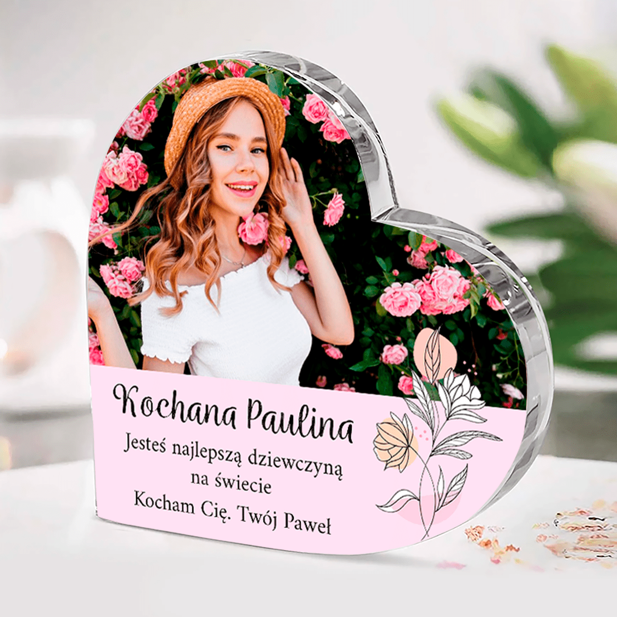 Słodkie wyznanie - Szklane serce, spersonalizowany prezent dla niej - Adamell.pl