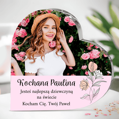 Słodkie wyznanie - Szklane serce, spersonalizowany prezent dla niej - Adamell.pl