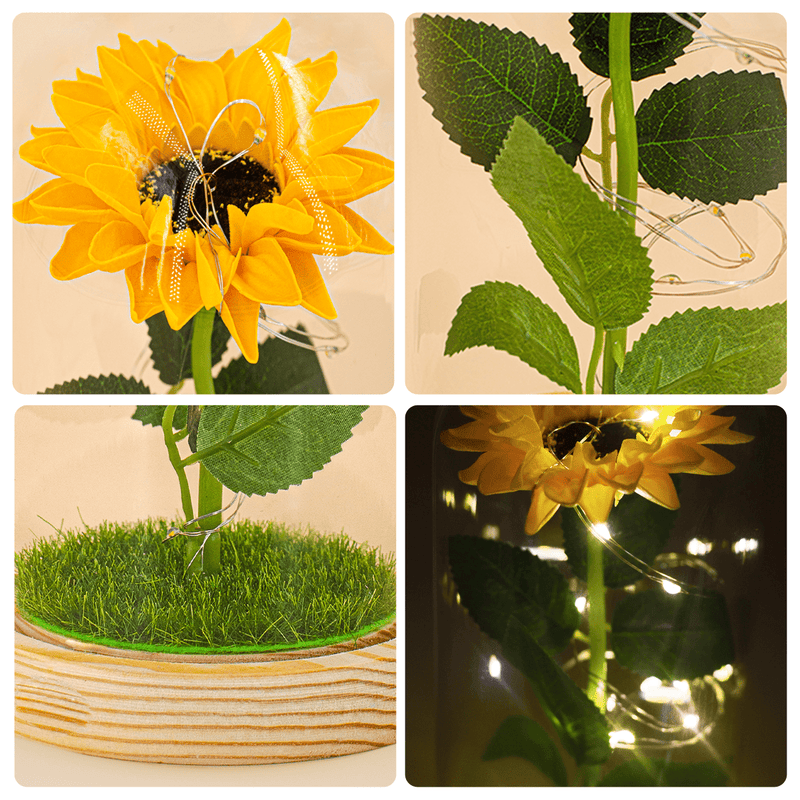 Słonecznik wieczny w szkle LED - wieczny kwiat - Adamell.pl