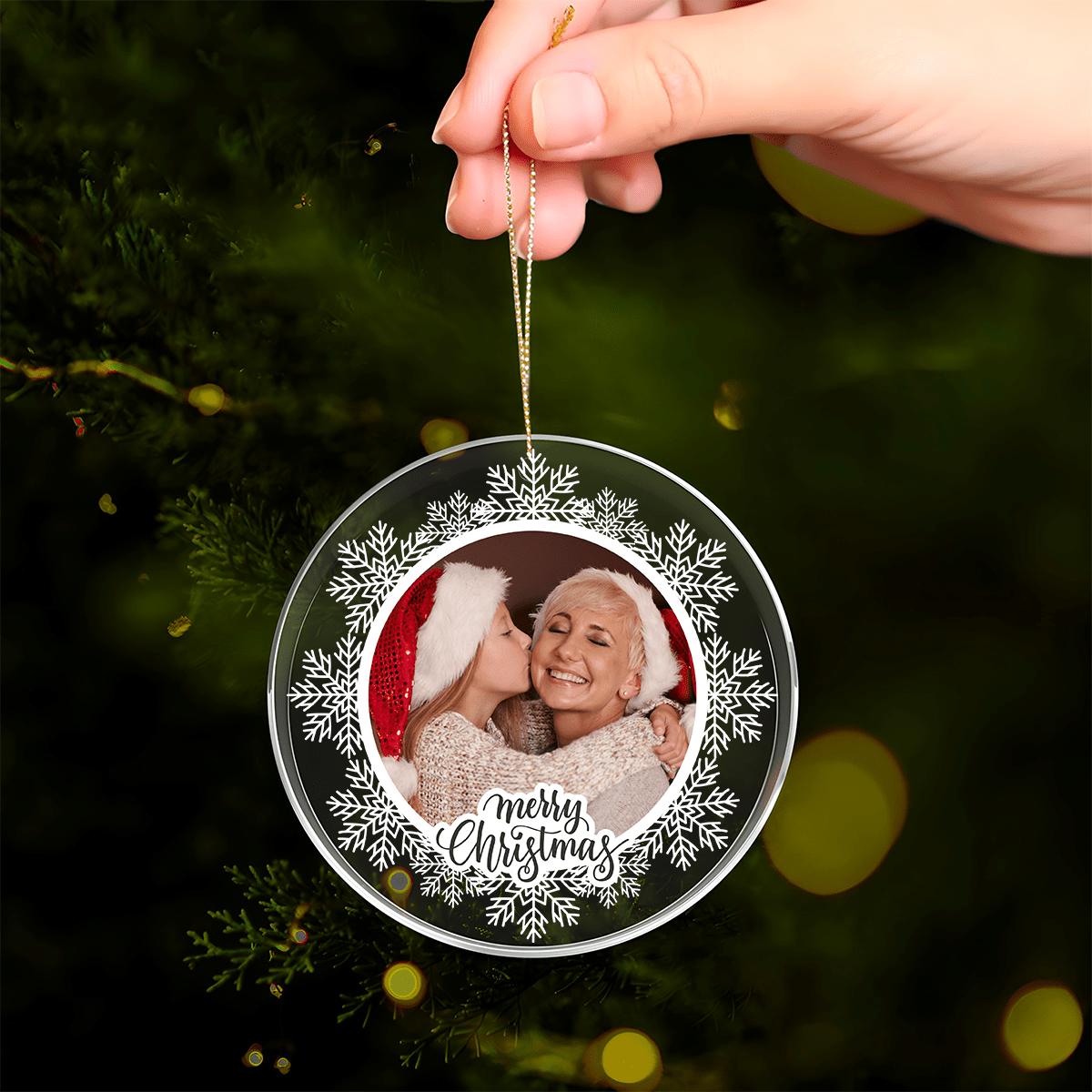 Śnieżynka + zdjęcia - bombka choinkowa, spersonalizowany prezent dla babci - Adamell.pl