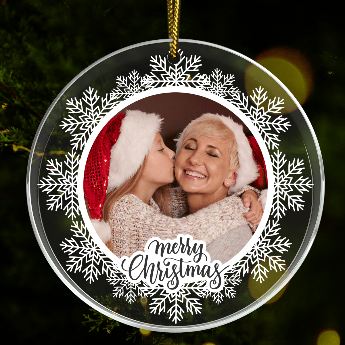 Śnieżynka + zdjęcia - bombka choinkowa, spersonalizowany prezent dla babci - Adamell.pl