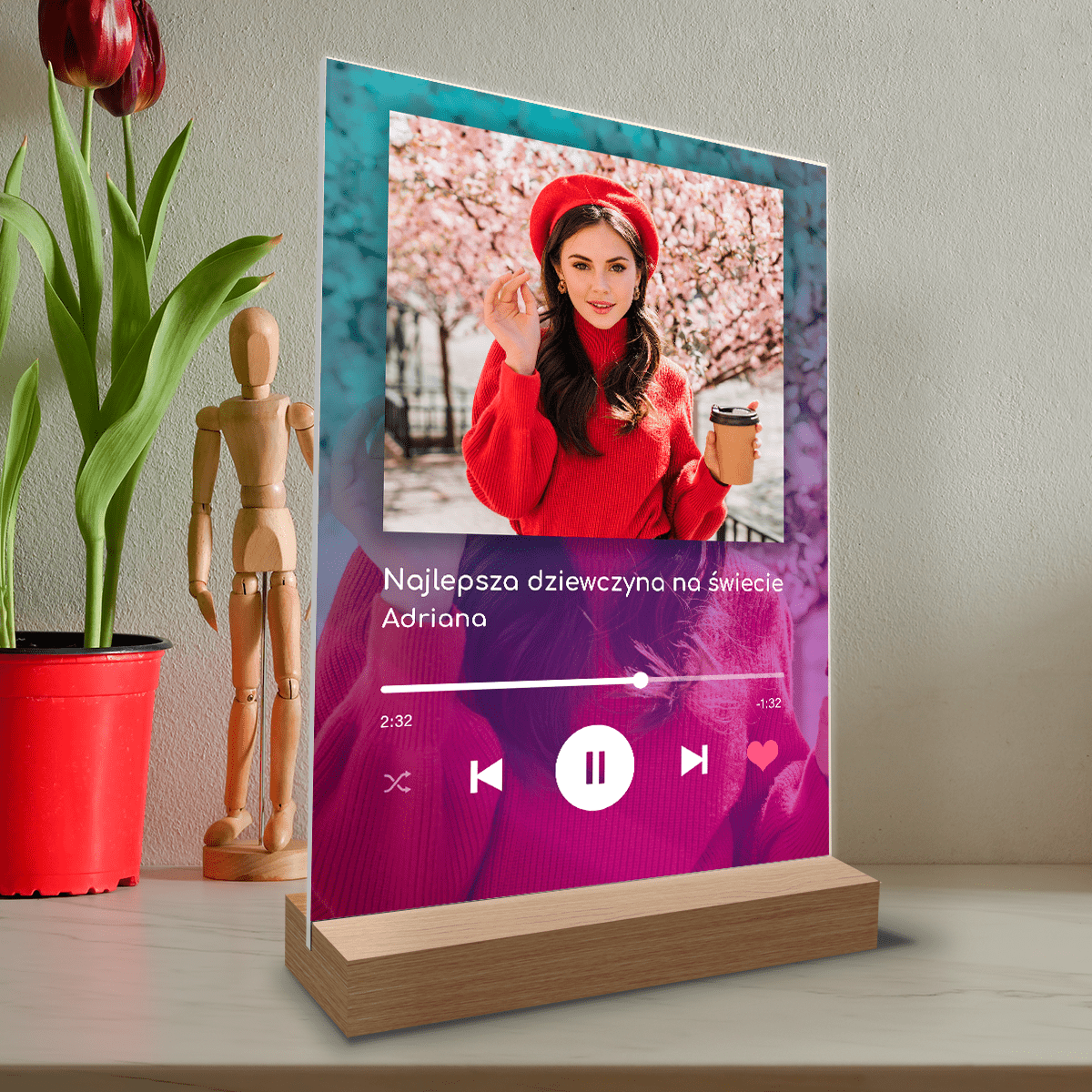 Spotify z gradientem - Druk na szkle, spersonalizowany prezent dla dziewczyny - Adamell.pl