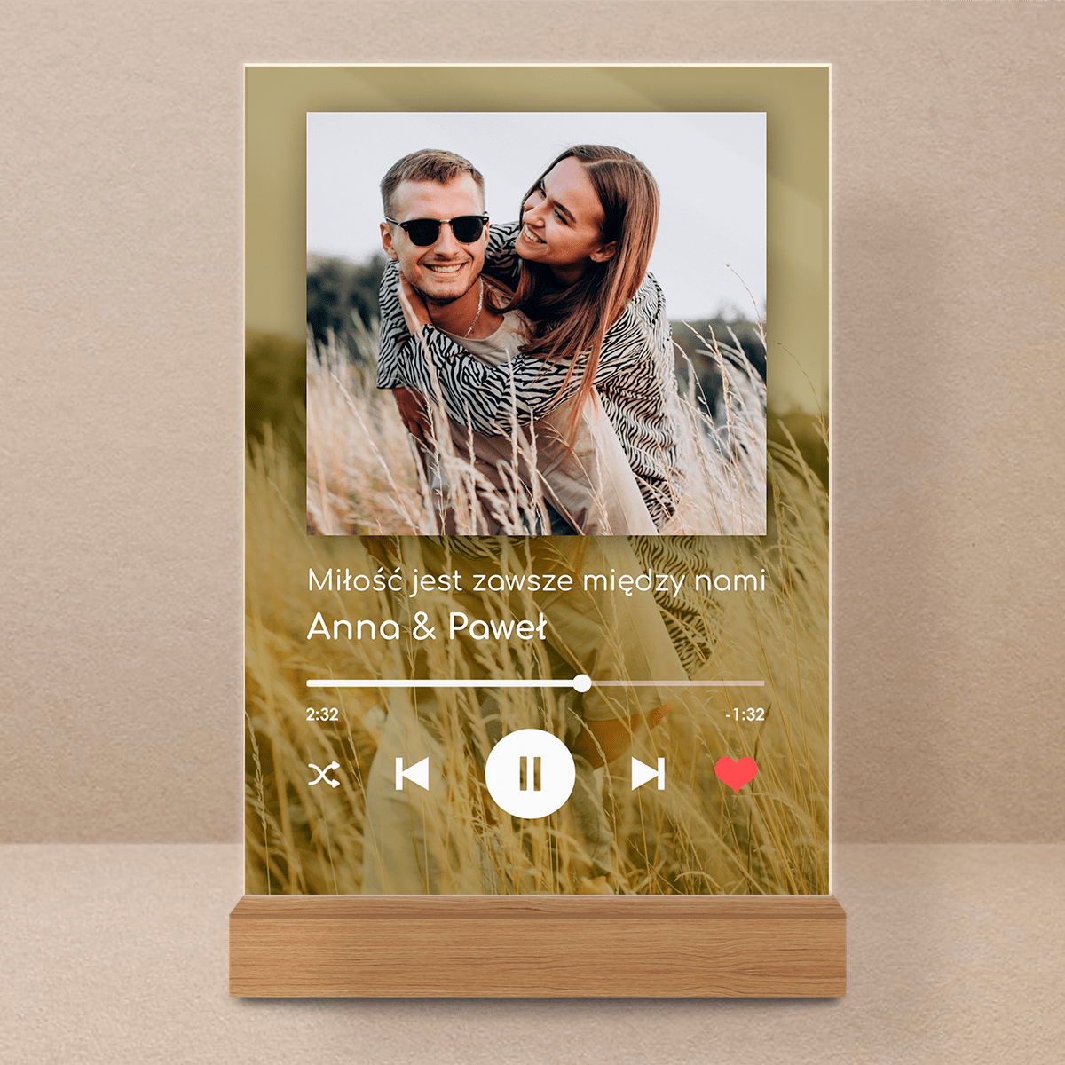 Spotify z tłem - Druk na szkle, spersonalizowany prezent dla pary - Adamell.pl