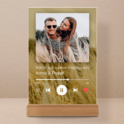 Spotify z tłem - Druk na szkle, spersonalizowany prezent dla pary - Adamell.pl