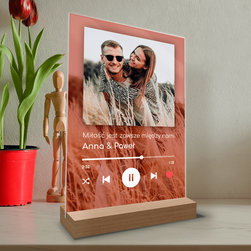 Spotify z tłem - Druk na szkle, spersonalizowany prezent dla pary - Adamell.pl