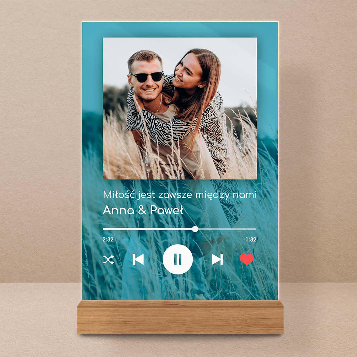 Spotify z tłem - Druk na szkle, spersonalizowany prezent dla pary - Adamell.pl