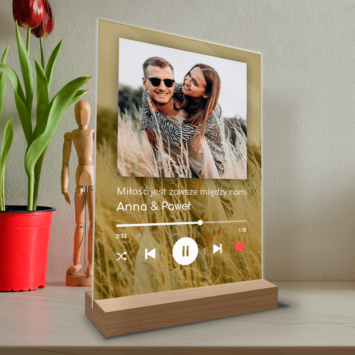 Spotify z tłem - Druk na szkle, spersonalizowany prezent dla pary - Adamell.pl