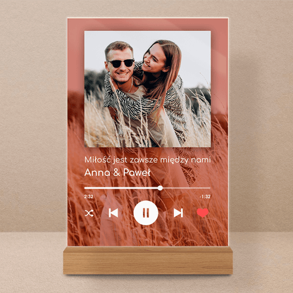 Spotify z tłem - Druk na szkle, spersonalizowany prezent dla pary - Adamell.pl