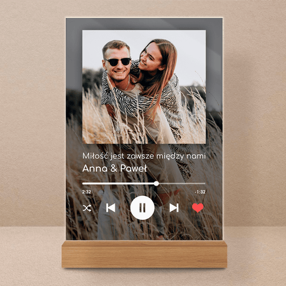Spotify z tłem - Druk na szkle, spersonalizowany prezent dla pary - Adamell.pl