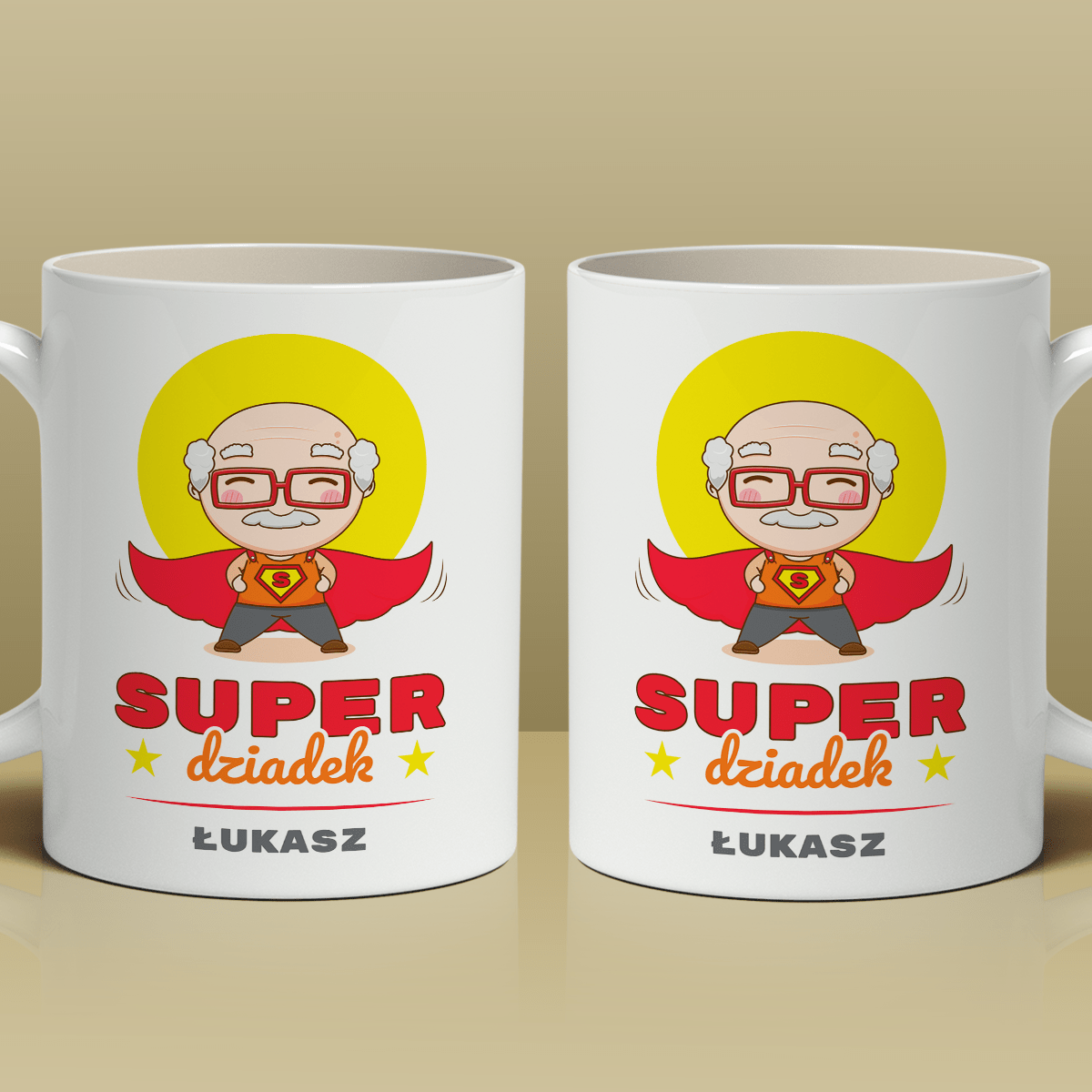 Super dziadek - 1x Kubek z nadrukiem, spersonalizowany prezent dla dziadka - Adamell.pl