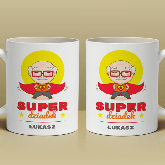Super dziadek - 1x Kubek z nadrukiem, spersonalizowany prezent dla dziadka - Adamell.pl