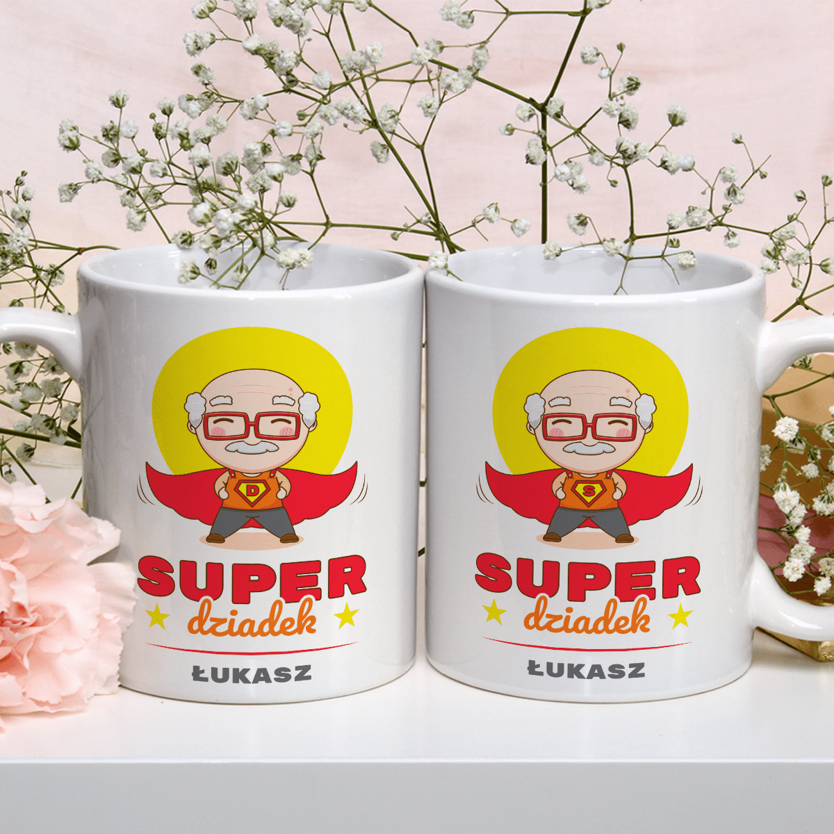 Super dziadek - 1x Kubek z nadrukiem, spersonalizowany prezent dla dziadka - Adamell.pl