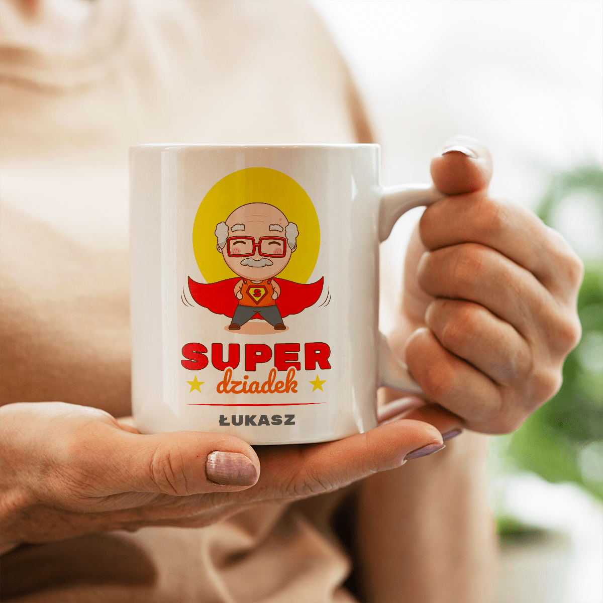 Super dziadek - 1x Kubek z nadrukiem, spersonalizowany prezent dla dziadka - Adamell.pl
