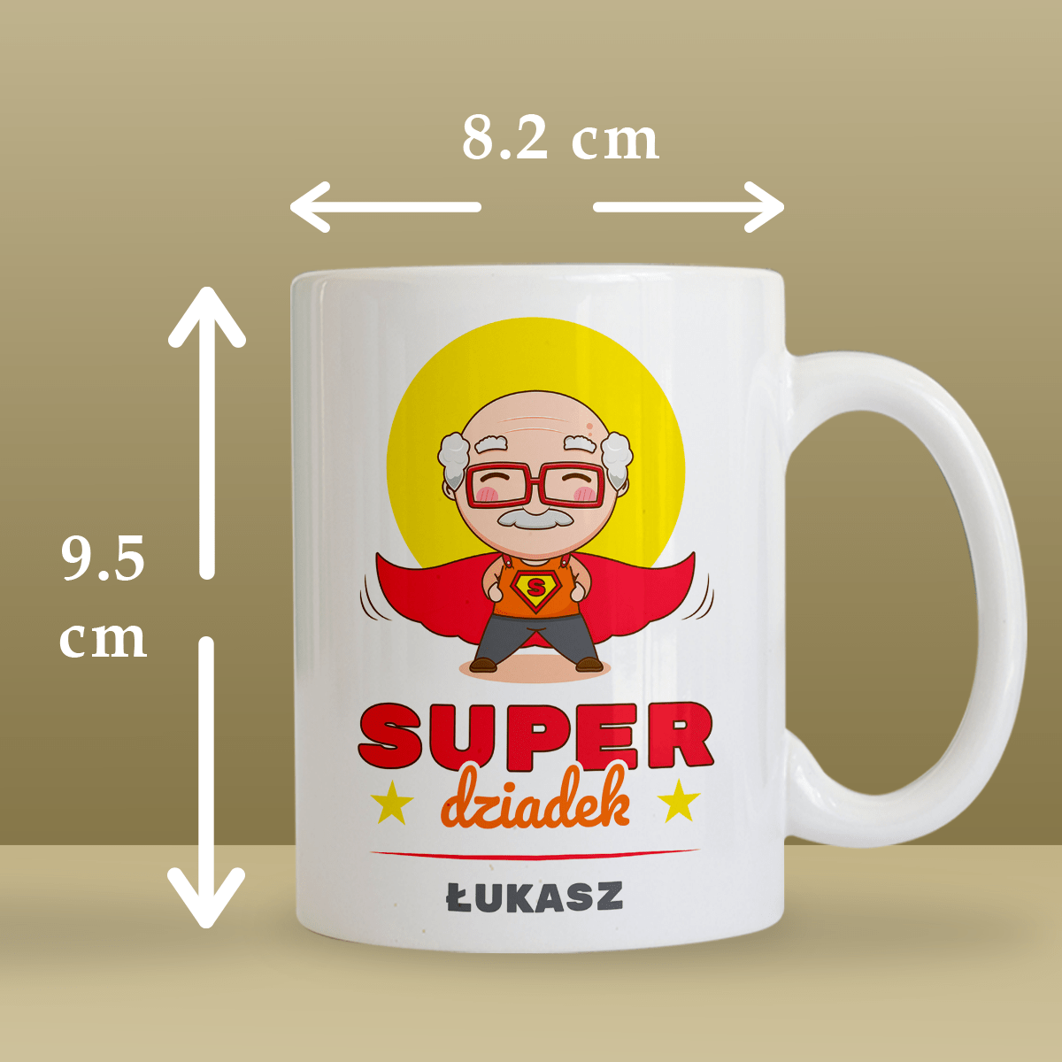 Super dziadek - 1x Kubek z nadrukiem, spersonalizowany prezent dla dziadka - Adamell.pl