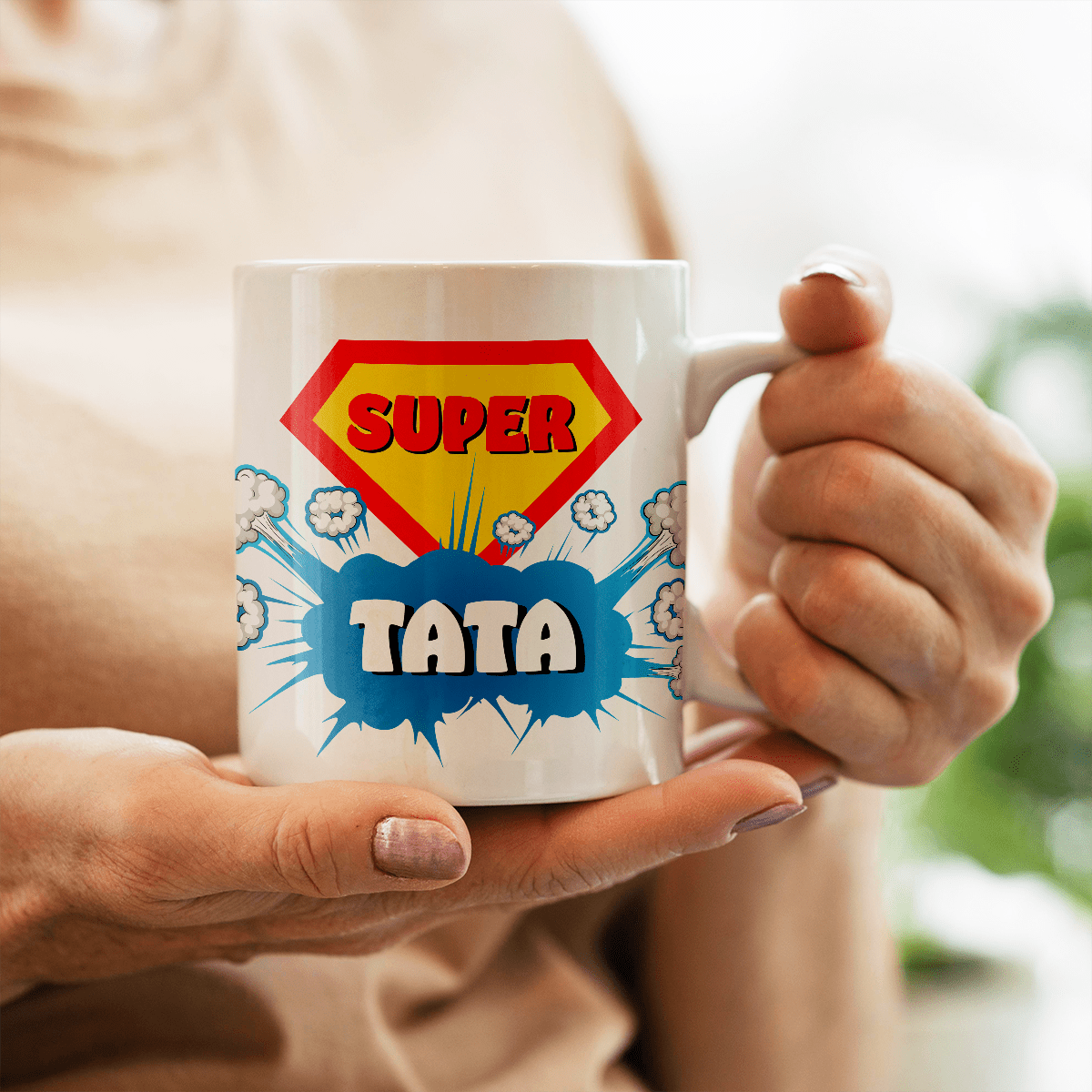 Superbohater mój tata - 1x Kubek z nadrukiem, spersonalizowany prezent dla taty - Adamell.pl