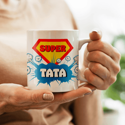 Superbohater mój tata - 1x Kubek z nadrukiem, spersonalizowany prezent dla taty - Adamell.pl