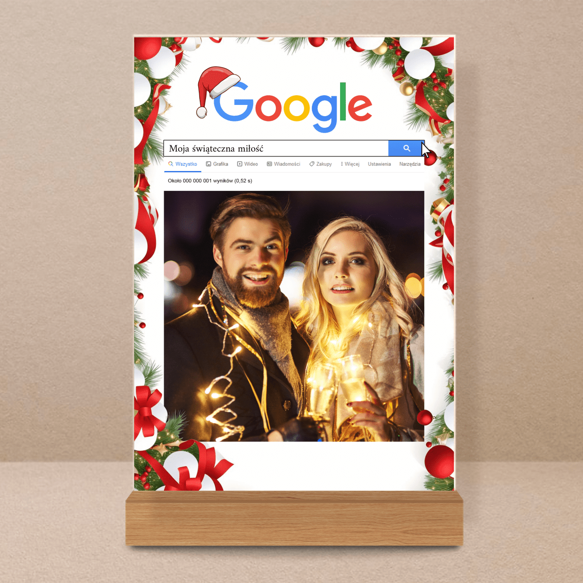 Świąteczna para - Druk na szkle, spersonalizowany prezent dla dziewczyny - Adamell.pl