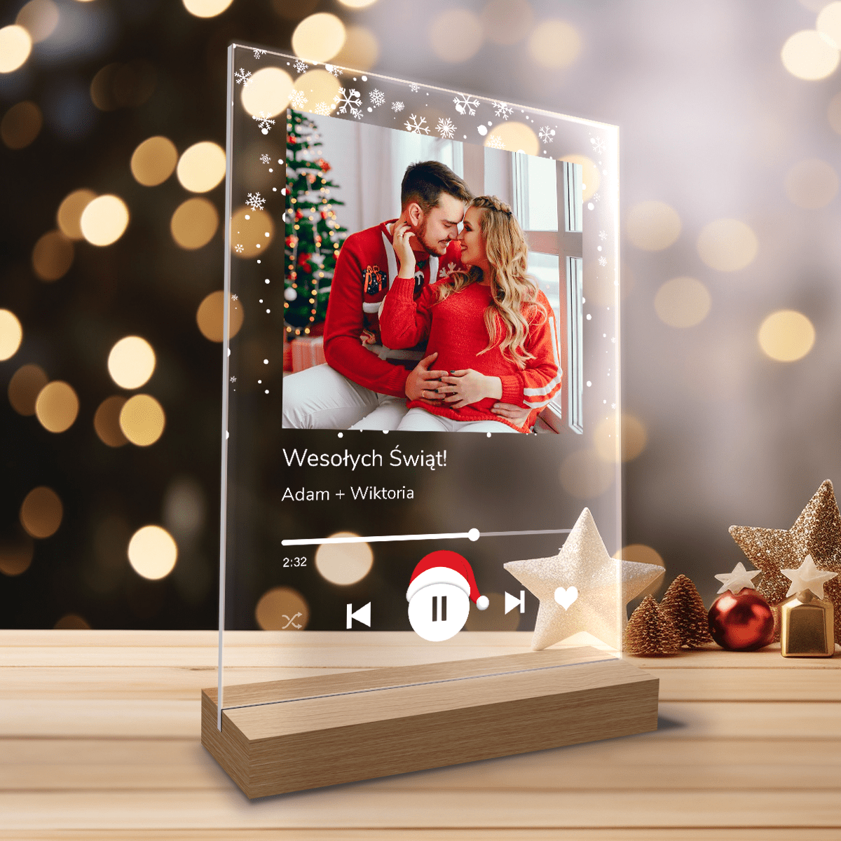 Świąteczna para spotify - Druk na szkle, spersonalizowany prezent dla pary - Adamell.pl