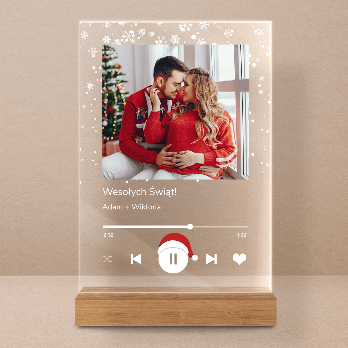 Świąteczna para spotify - Druk na szkle, spersonalizowany prezent dla pary - Adamell.pl