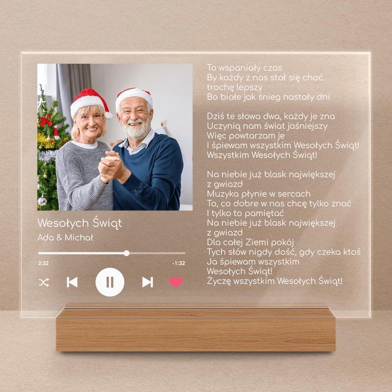 Świąteczna piosenka dla rodziców - Druk na szkle, spersonalizowany prezent dla rodziców - Adamell.pl