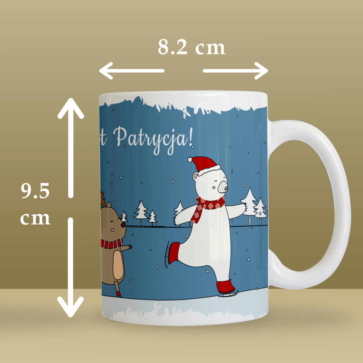 Świąteczne zwierzęta - 1x Kubek z nadrukiem, spersonalizowany prezent dla żony - Adamell.pl