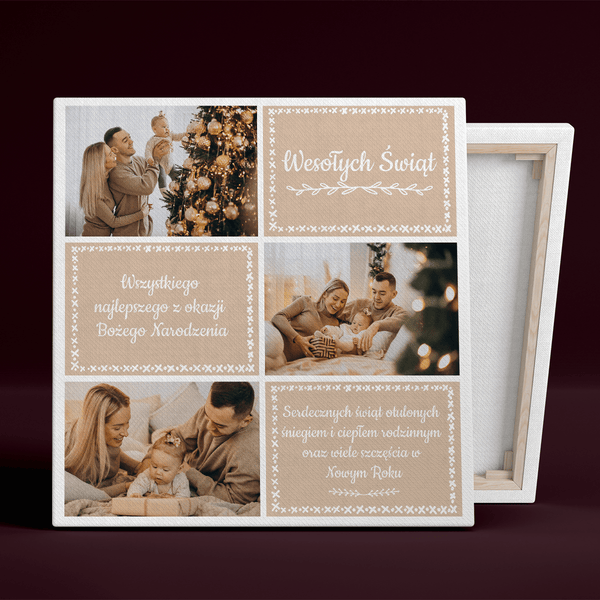 Świąteczne życzenia i kolaż - druk na płótnie, spersonalizowany prezent dla rodziców - Adamell.pl