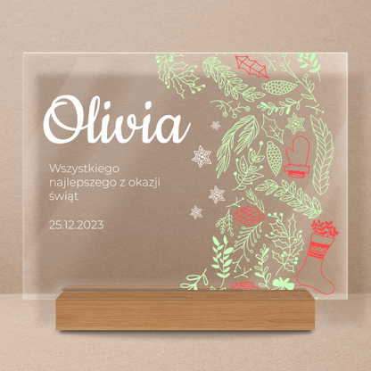 Świąteczne życzenia + imię - Druk na szkle, spersonalizowany prezent dla dziecka - Adamell.pl
