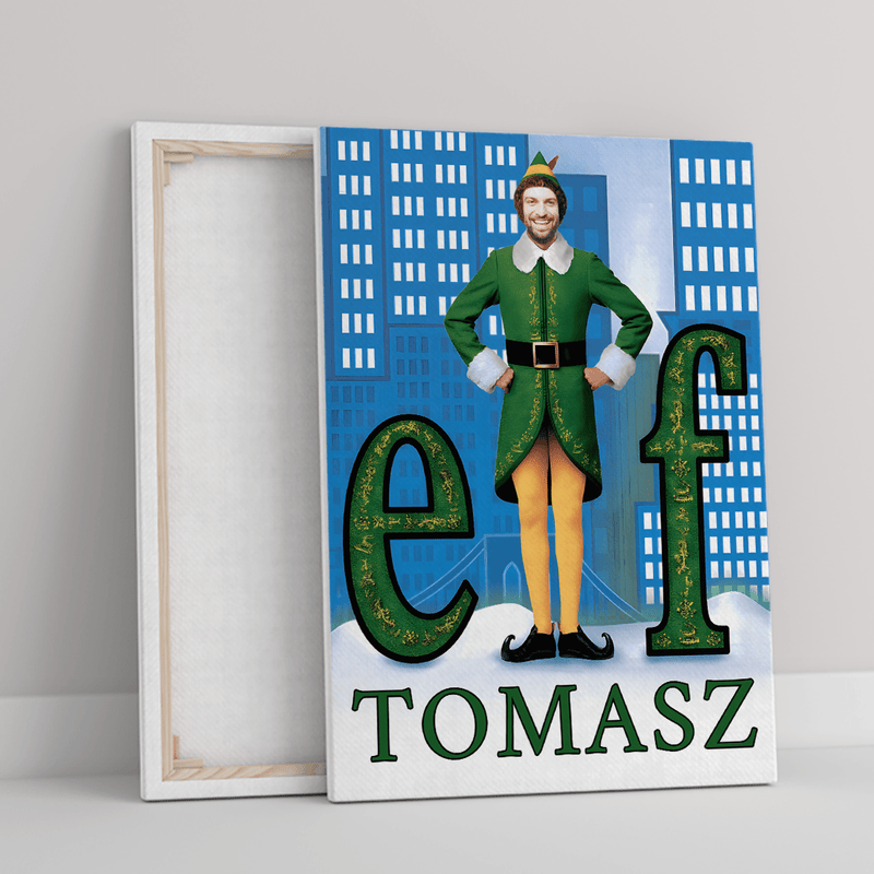 Świąteczny elf - druk na płótnie, spersonalizowany prezent dla niego - Adamell.pl