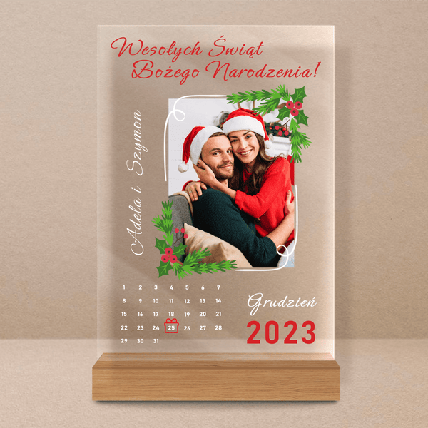 Świąteczny kalendarz - Druk na szkle, spersonalizowany prezent dla pary - Adamell.pl