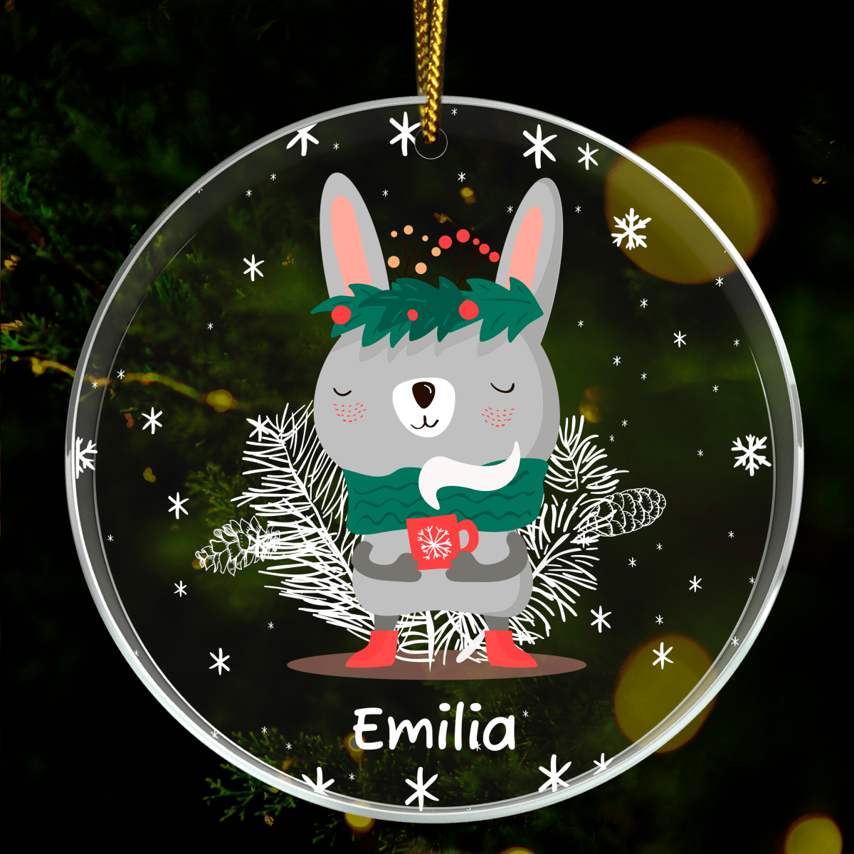 Świąteczny króliczek - bombka choinkowa, spersonalizowany prezent dla dziecka - Adamell.pl