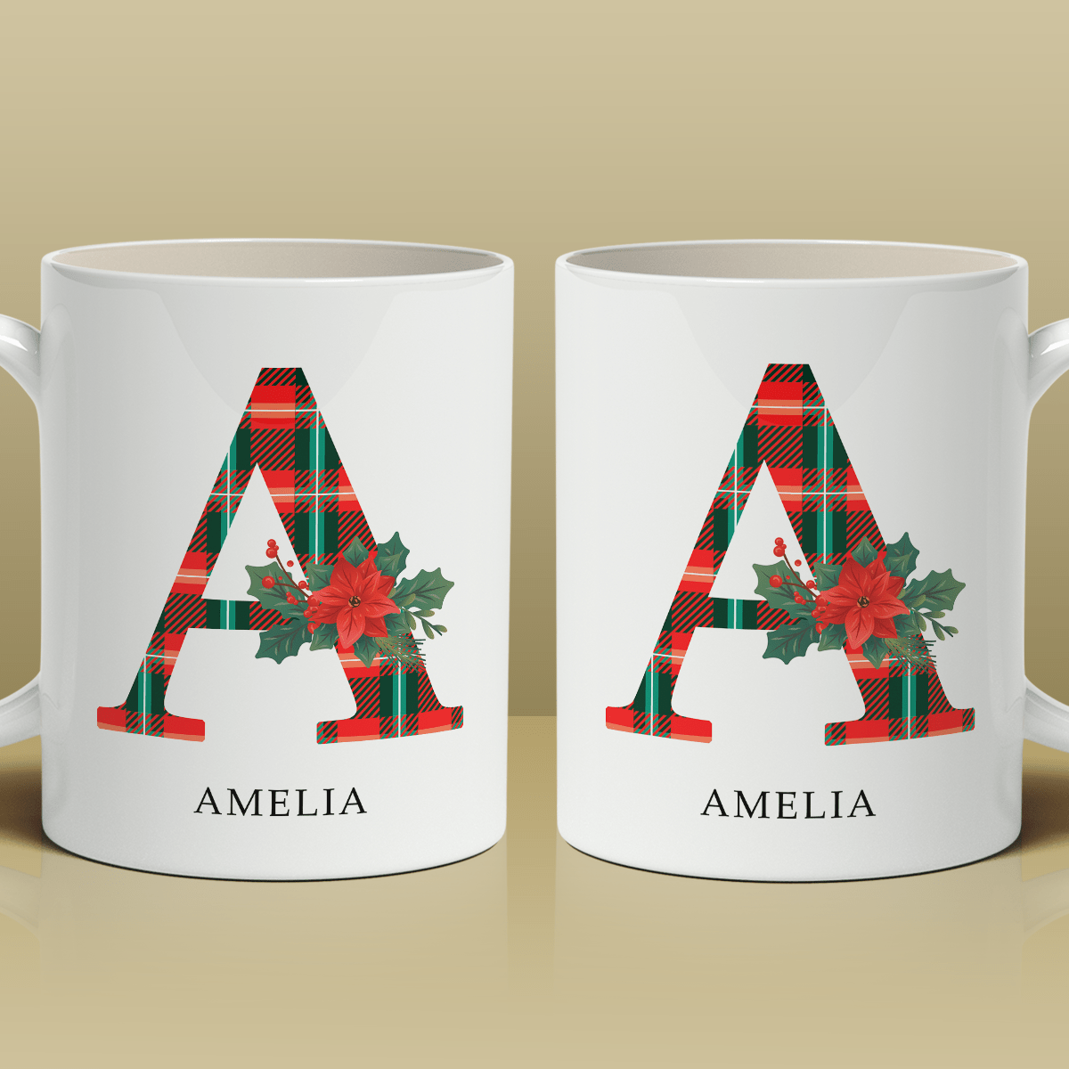 Świąteczny monogram - 1x Kubek z nadrukiem, spersonalizowany prezent dla niej - Adamell.pl