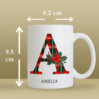 Świąteczny monogram - 1x Kubek z nadrukiem, spersonalizowany prezent dla niej - Adamell.pl