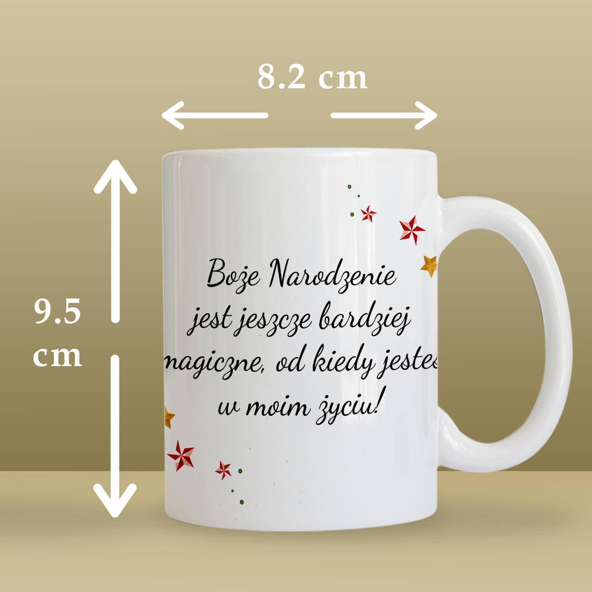Świąteczny motyw + imię - Kubek z nadrukiem, spersonalizowany prezent dla niej - Adamell.pl